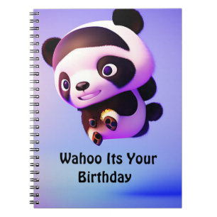 Flying Baby Panda, Birthday Notebook Notizblock