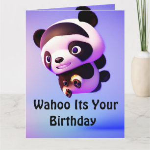 Flying Baby Panda, Jumbo Birthday Card Karte