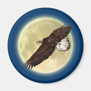 Flying BALD EAGLE & FULL MOON Wildlife Magnet