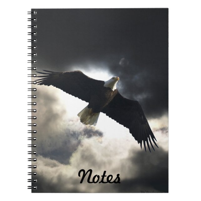 Flying Bald Eagle & Stormy Sky Handy Notebook Notizblock (Vorderseite)