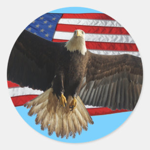 Flying Bald Eagle USA Patriotic Gift Runder Aufkleber
