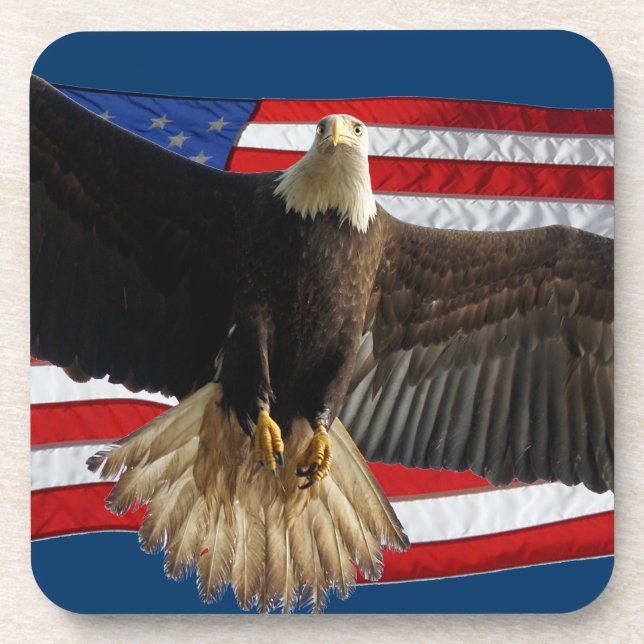 Flying Bald Eagle USA Patriotic Gift Untersetzer (Vorderseite)