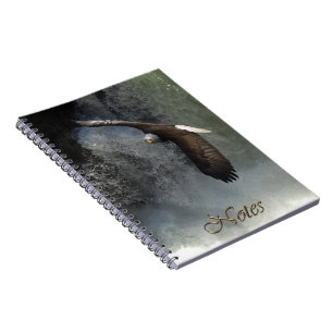 Flying Bald Eagle & Waterfall Wildlife Notebook Notizblock