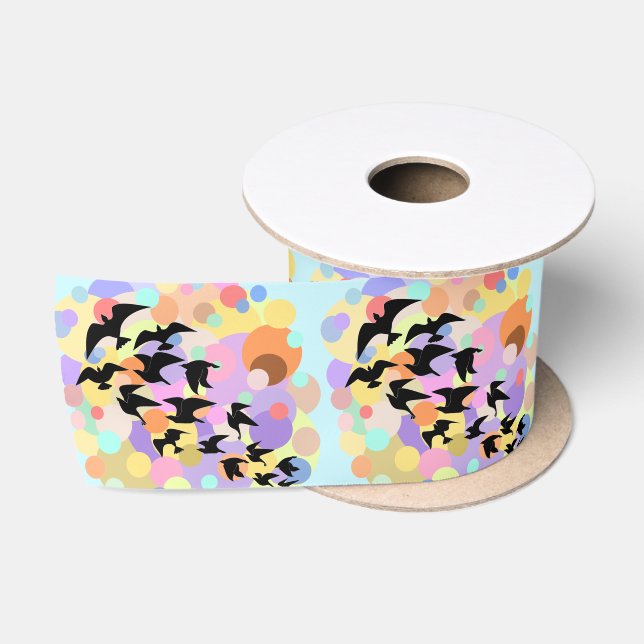 Flying Balloons and Birds Ribbon Satinband (Spule)