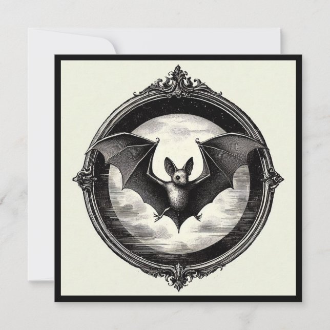 Flying Bat mit Vollmond Goth Karte (Vorderseite)