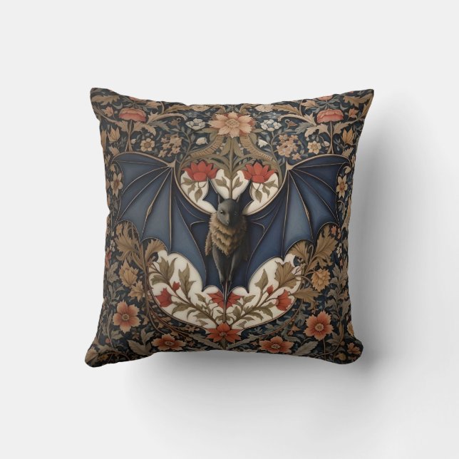 Flying Bat - Modern William Morris Floral Kissen (Rückseite)