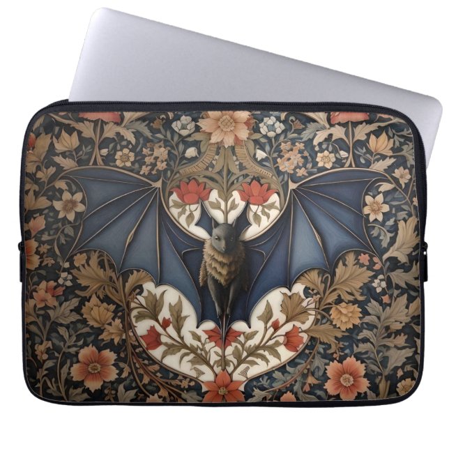 Flying Bat - Modern William Morris Floral Laptopschutzhülle (Vorderseite)