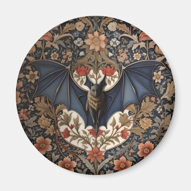 Flying Bat - Modern William Morris Floral Magnet (Vorne)