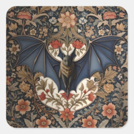 Flying Bat - Modern William Morris Floral Quadratischer Aufkleber