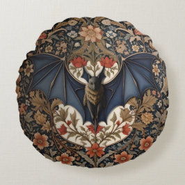Flying Bat - Modern William Morris Floral Rundes Kissen