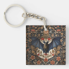 Flying Bat - Modern William Morris Floral Schlüsselanhänger