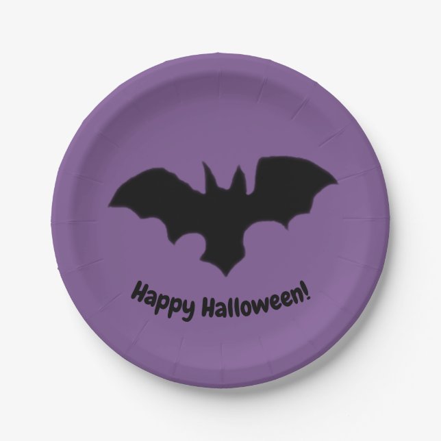 Flying Bat on Purple Pappteller (Vorderseite)