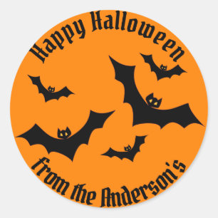 Flying Bats Happy Halloween Party Runder Aufkleber