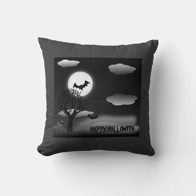 Flying Bats im Moonlit Sky Throw Kissen (Vorderseite)