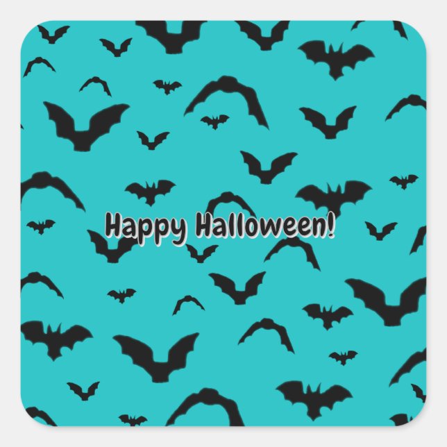 Flying Bats on Teal Quadratischer Aufkleber (Vorderseite)