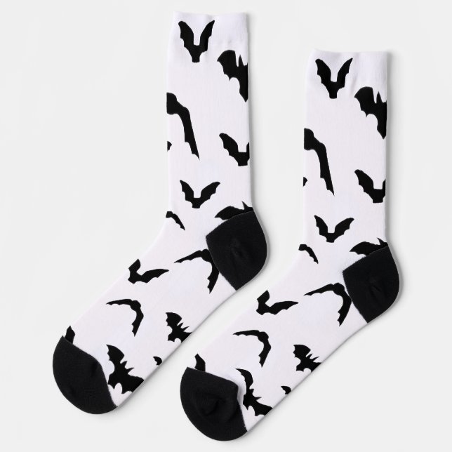Flying Bats on White Socken (Linkes Detail)