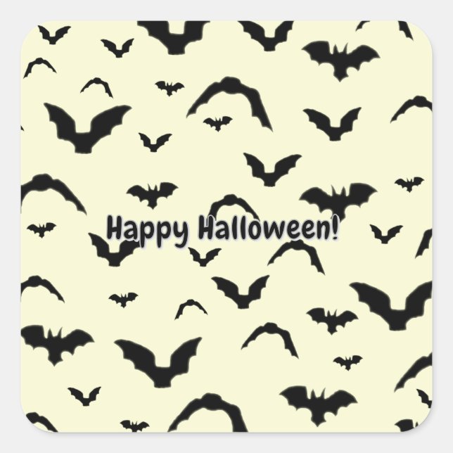 Flying Bats on Yellow Quadratischer Aufkleber (Vorderseite)