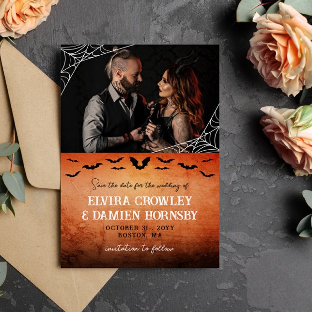 Flying Bats Spider Web Goth Foto Save the Date (Von Creator hochgeladen)