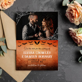 Flying Bats Spider Web Goth Photo Save the Date