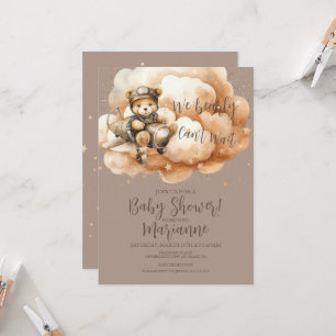 Flying Bear Baby Shower Glitter Bohemian Rustikal Einladung