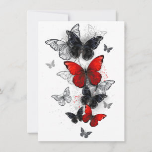 Flying Black and Red Morpho Butterfliegen