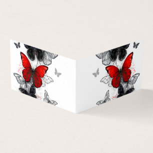 Flying Black and Red Morpho Butterfliegen