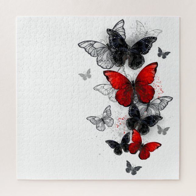 Flying Black and Red Morpho Butterfliegen (Vertikal)
