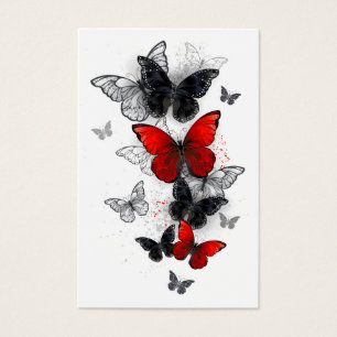 Flying Black and Red Morpho Butterfliegen
