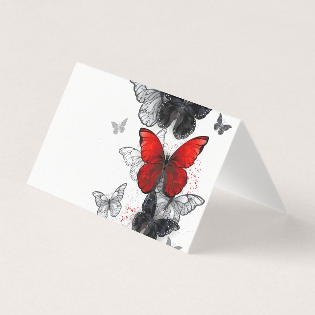 Flying Black and Red Morpho Butterfliegen (Vorderseite)