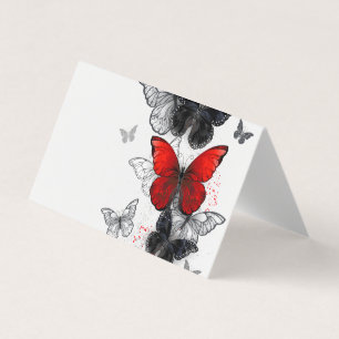 Flying Black and Red Morpho Butterfliegen