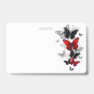 Flying Black and Red Morpho Butterfliegen Ausweis
