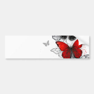 Flying Black and Red Morpho Butterfliegen Autoaufkleber