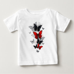 Flying Black and Red Morpho Butterfliegen Baby T-shirt