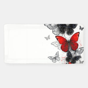 Flying Black and Red Morpho Butterfliegen Banner
