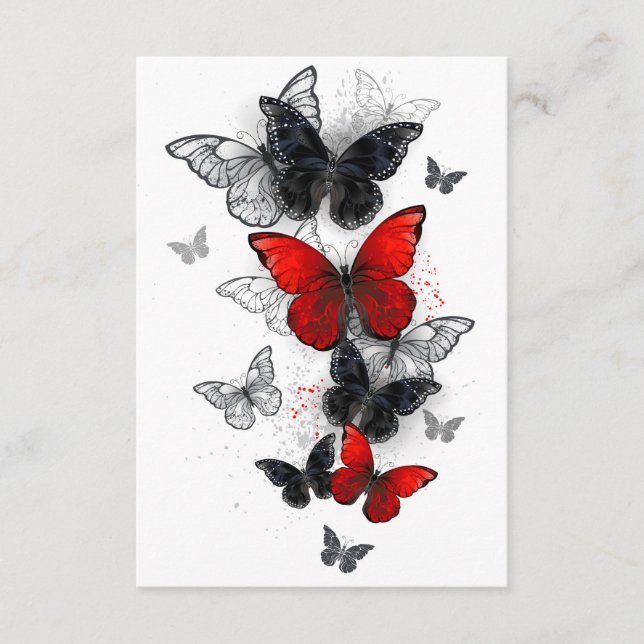 Flying Black and Red Morpho Butterfliegen Begleitkarte (Vorderseite)
