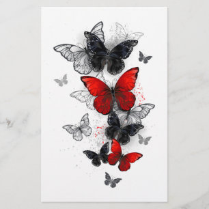 Flying Black and Red Morpho Butterfliegen Briefpapier