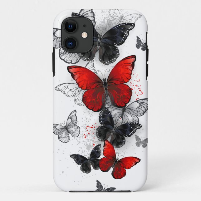 Flying Black and Red Morpho Butterfliegen Case-Mate iPhone Hülle (Rückseite)
