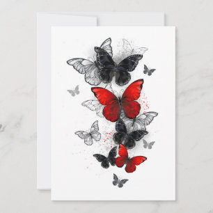 Flying Black and Red Morpho Butterfliegen Dankeskarte