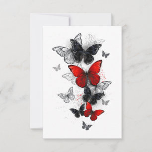 Flying Black and Red Morpho Butterfliegen Dankeskarte