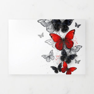 Flying Black and Red Morpho Butterfliegen Dreifach Gefaltete Karte