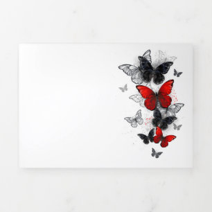 Flying Black and Red Morpho Butterfliegen Dreifach Gefaltete Urlaubskarte