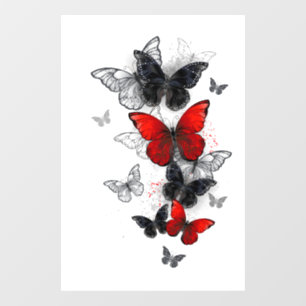 Flying Black and Red Morpho Butterfliegen Fensteraufkleber