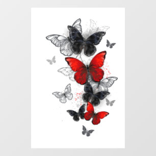 Flying Black and Red Morpho Butterfliegen Fensteraufkleber