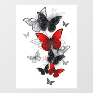 Flying Black and Red Morpho Butterfliegen Fensteraufkleber