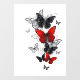 Flying Black and Red Morpho Butterfliegen Fensteraufkleber