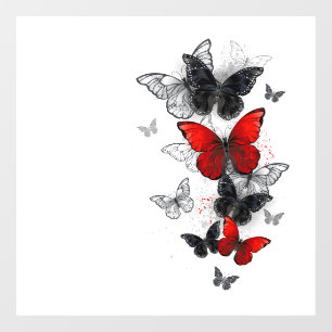 Flying Black and Red Morpho Butterfliegen Fensteraufkleber