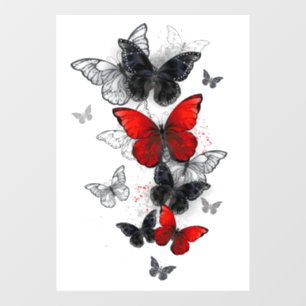 Flying Black and Red Morpho Butterfliegen Fensteraufkleber