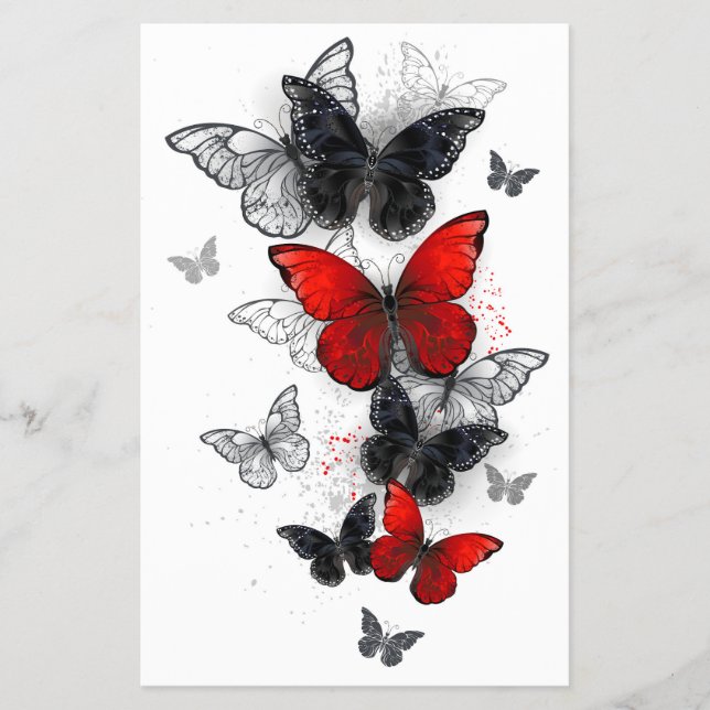 Flying Black and Red Morpho Butterfliegen Flyer (Vorne)