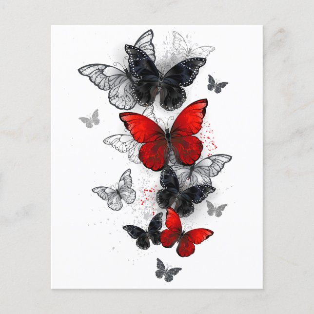 Flying Black and Red Morpho Butterfliegen Flyer (Vorne)