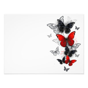 Flying Black and Red Morpho Butterfliegen Fotodruck